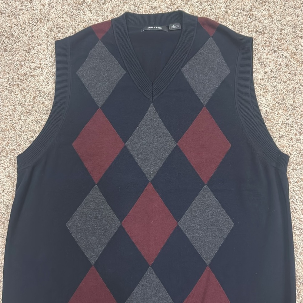 Claiborne Navy Argyle Sweater Vest